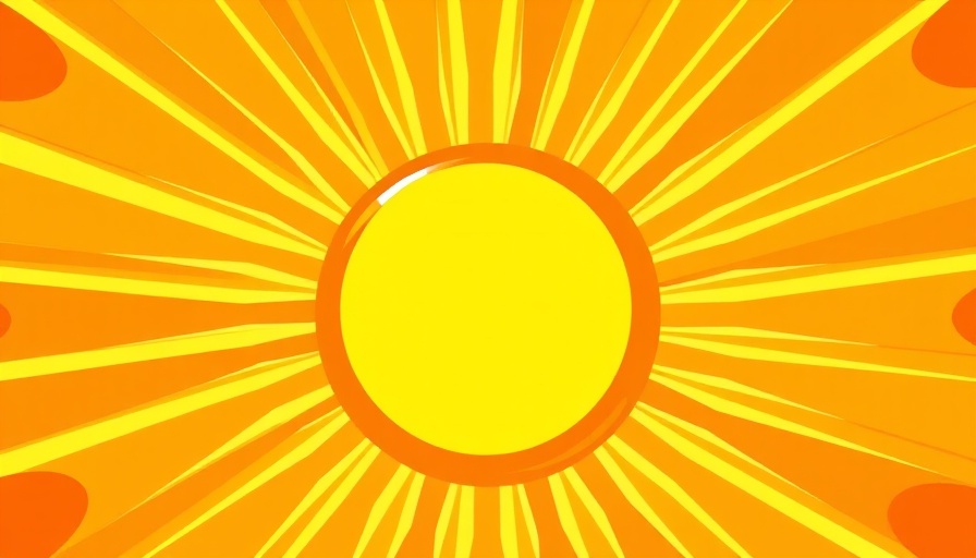 Stylized sun illustration with radiant orange hues for St. Louis tourism