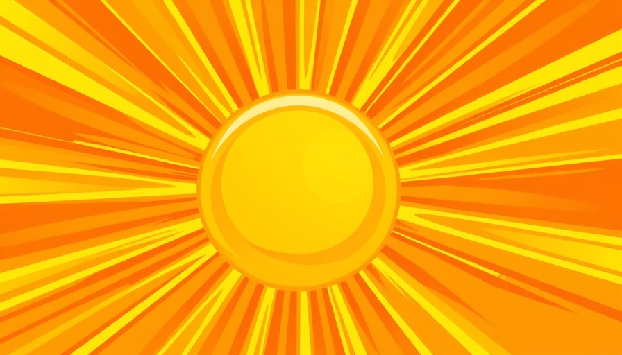 Cartoon sun with rays illustrating vibrant warmth.