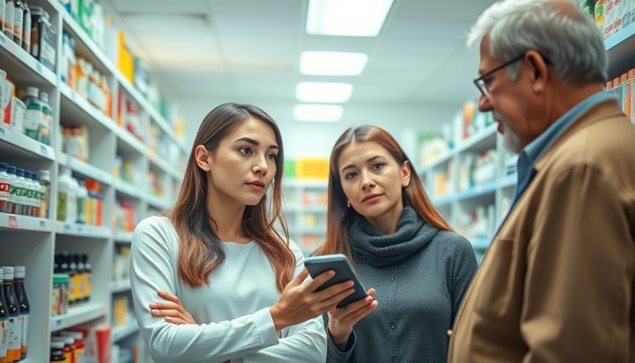 Young woman consulting with a pharmacist about sustainable botanical extracts.