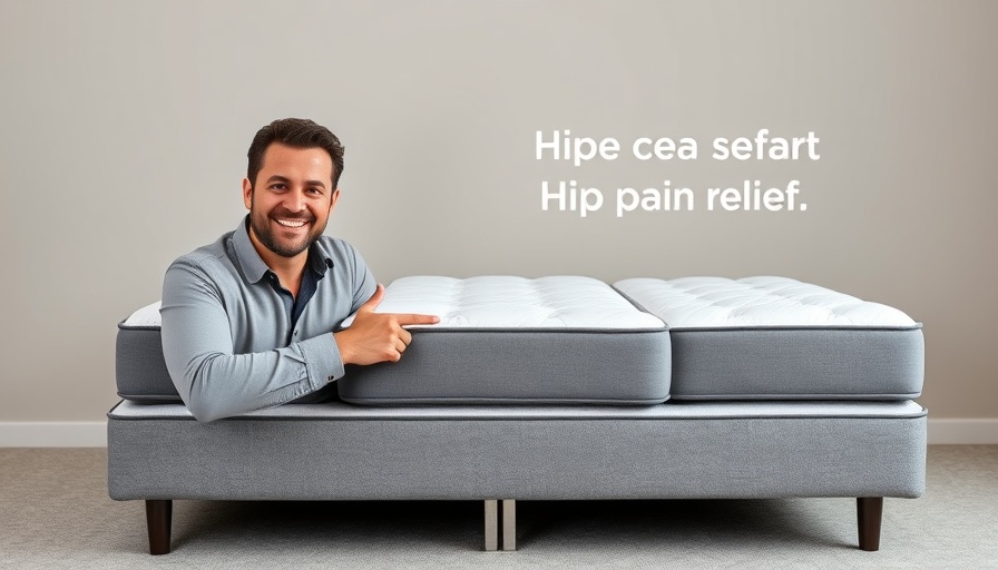 Best mattresses for hip pain with smiling man pointing.