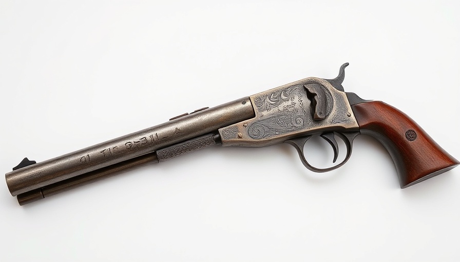 Antique Schulhof Manual Repeater pistol with weathered finish on white.