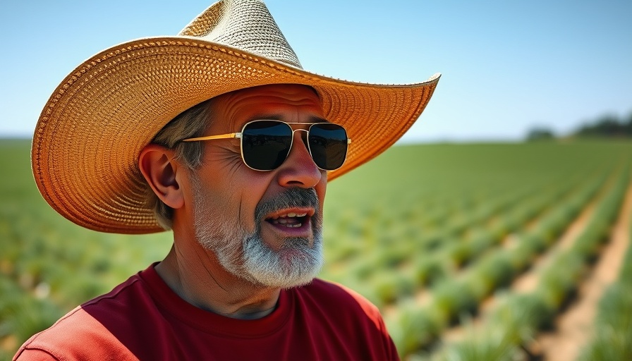 Man discussing plant growth tips outdoors in sunny field.