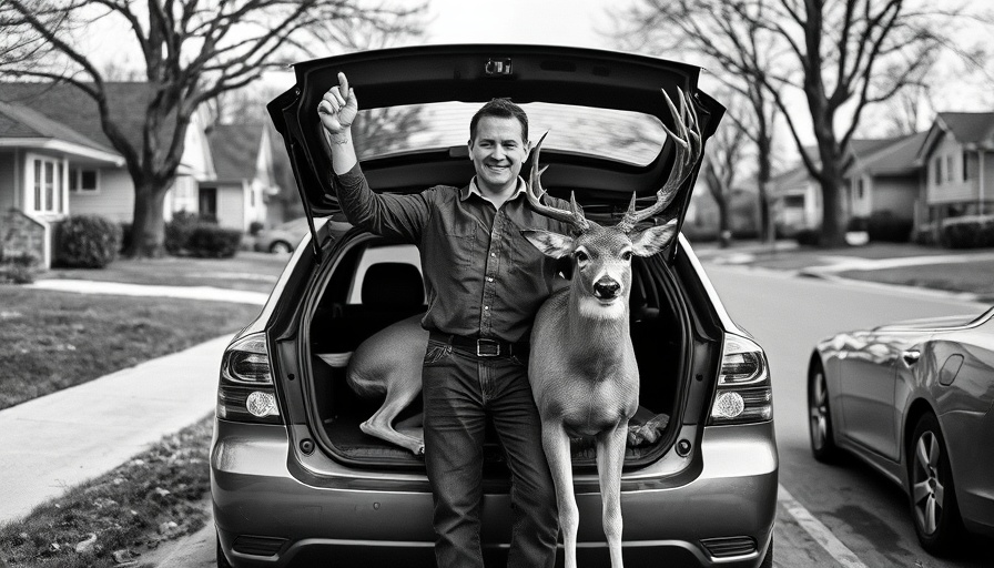 Legendary bowhunting adventure vintage photo of man with deer.