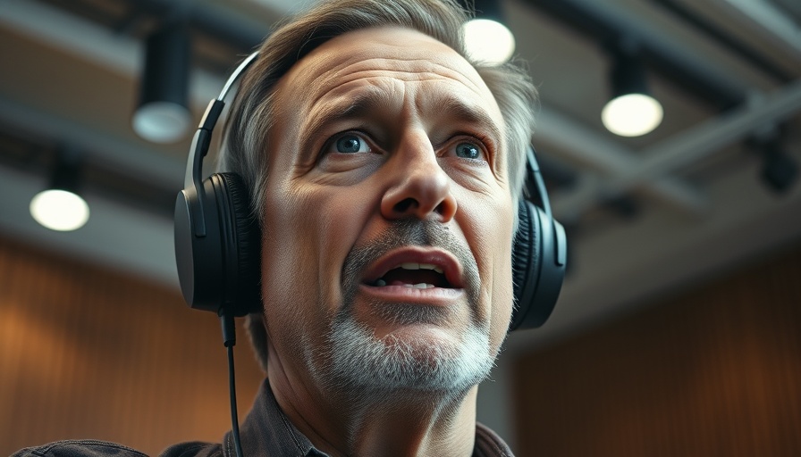 AI Manifold Concepts: Man in podcast interview with headphones.