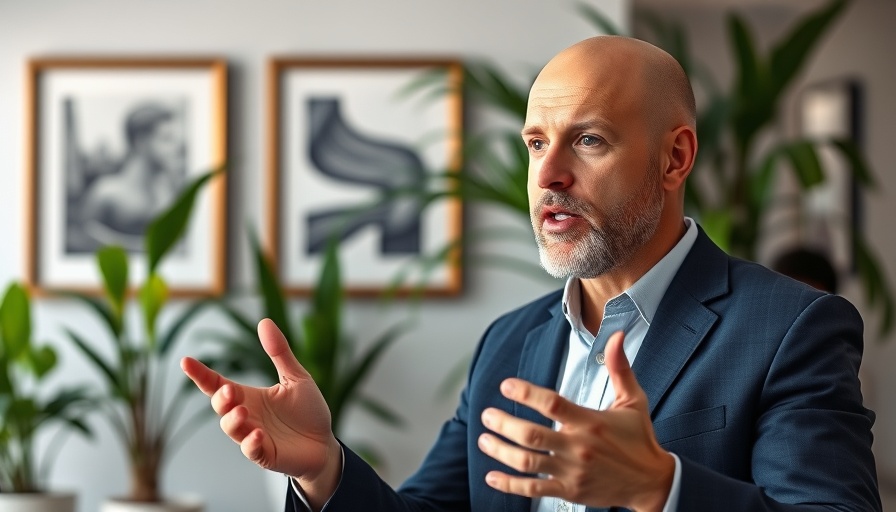 Bald man discussing key business metrics that reveal real profit in an office.