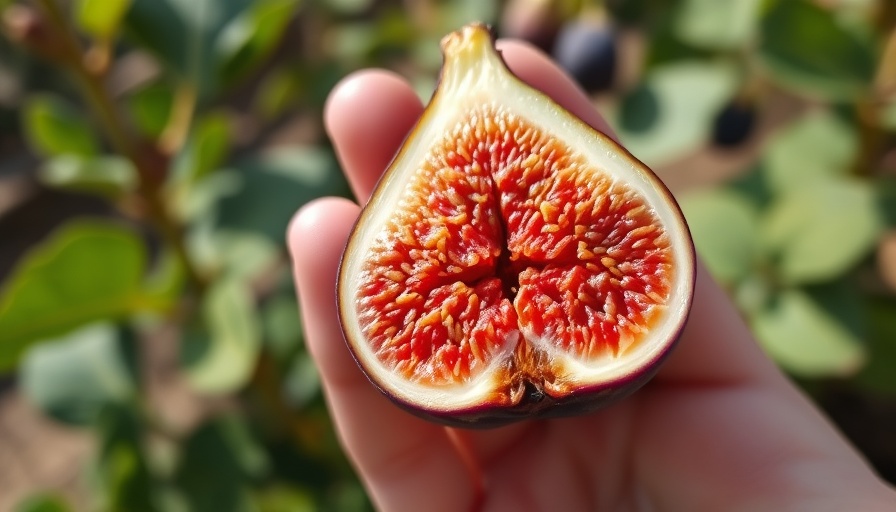 Close-up of ripe sliced fig in hand, best late season figs.