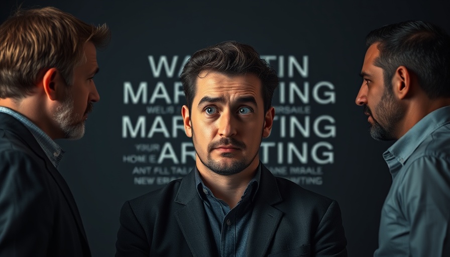Confused man evaluating marketing strategies in digital content strategy context.
