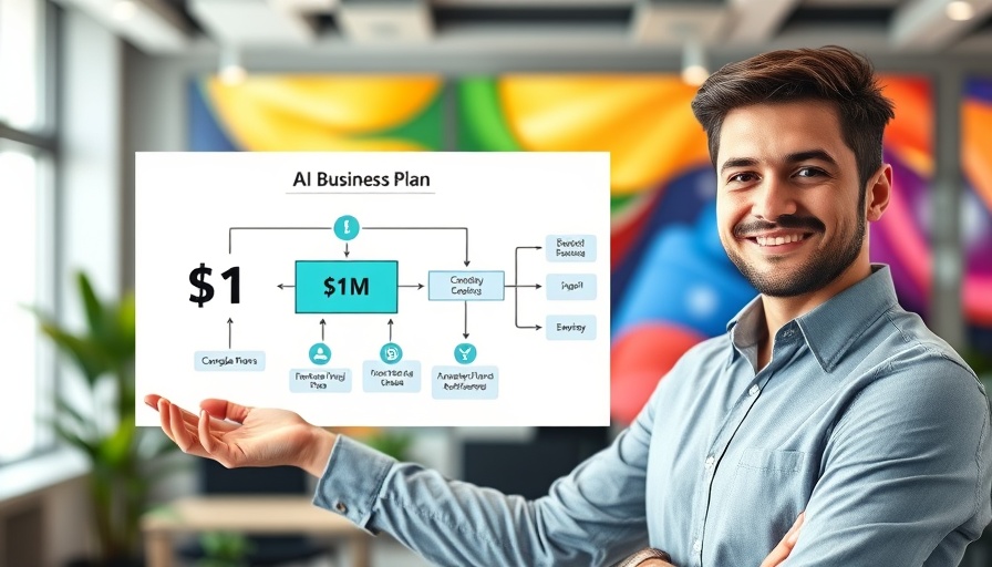 AI Startup Growth Strategy: Man presenting profitable tech plan.