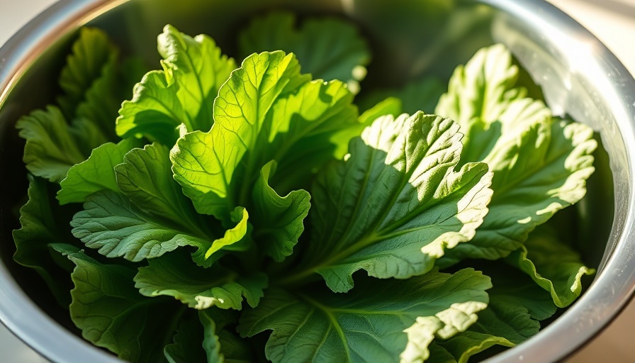 Freshly harvested collard greens in sunlight