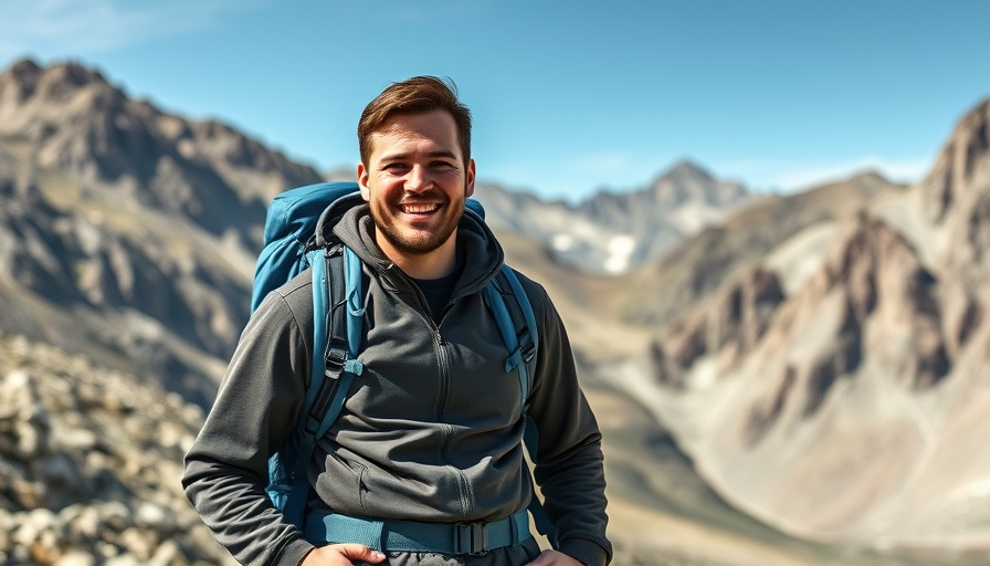 Hiker on Tongariro Alpine Crossing with rugged mountain backdrop.