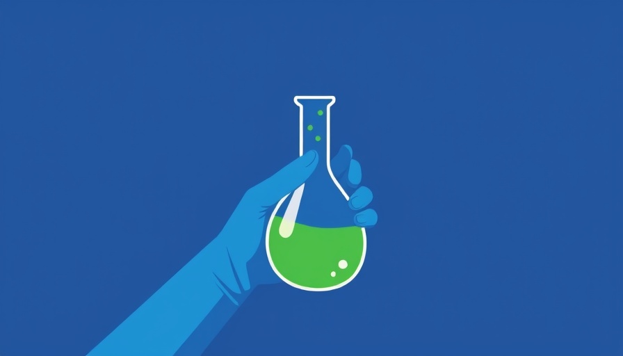 Illustration of sustainability and innovation with hand and flask.