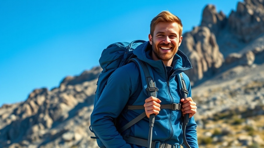 Hiker with Mystery Ranch Radix 57 Backpack in mountain landscape.