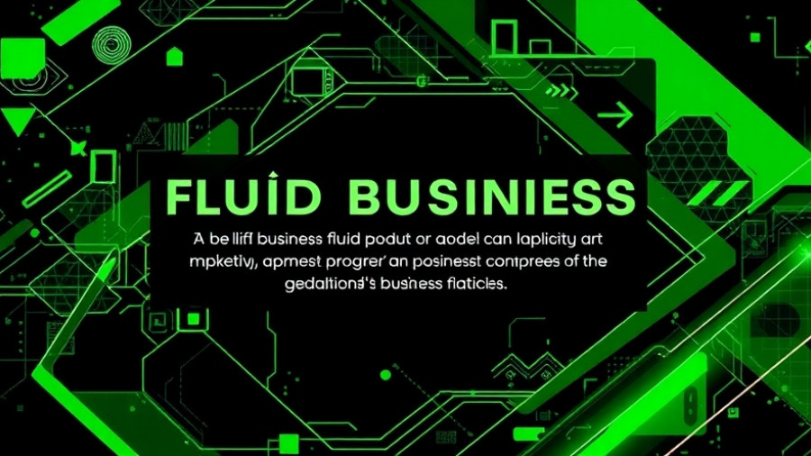 Tech-themed business slide on fluid business models with green and black design.