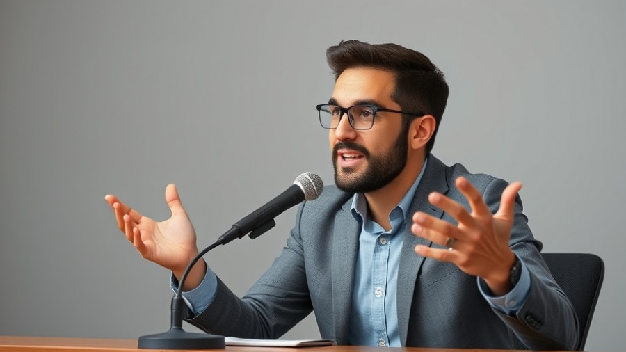Engaging man discussing digital marketing strategies at a desk.