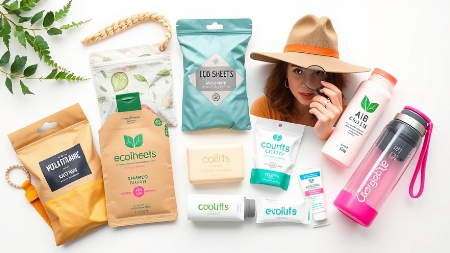 Sustainable travel swaps: eco products collage with ranger inspecting.