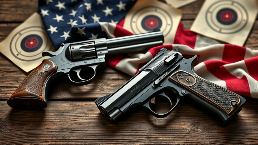 Jim Carmichel's Greatest American Guns with flag and targets.