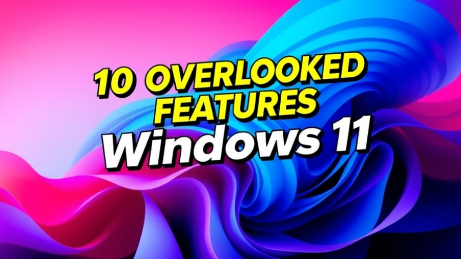 Vibrant graphic showcasing overlooked Windows 11 features with colorful background.