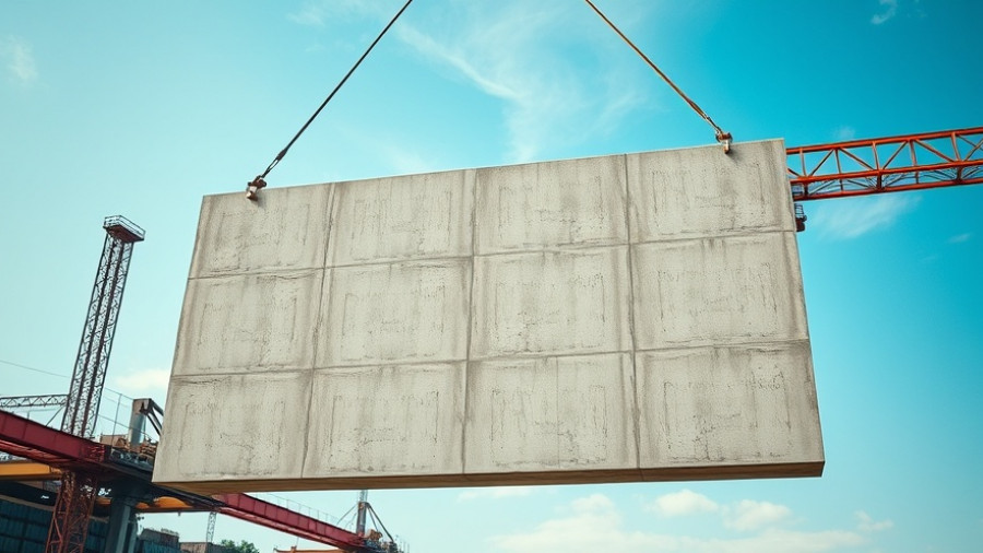 Eco-friendly concrete panel in construction, carbon-storing material.