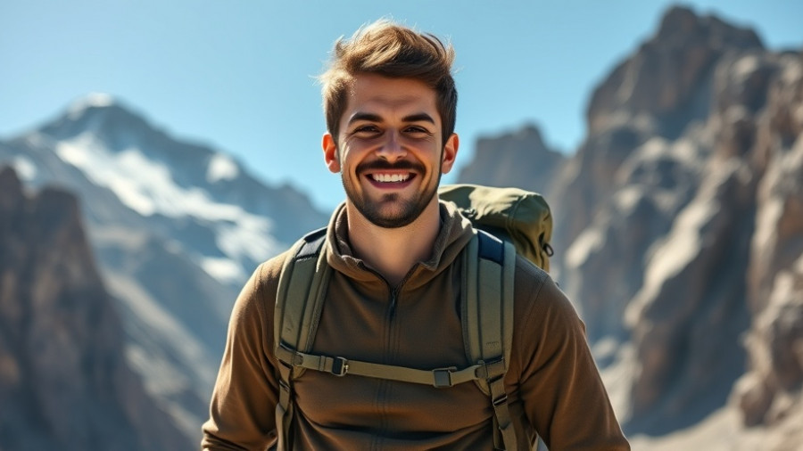 Mountain backpacker deciding where to go next on a hike.