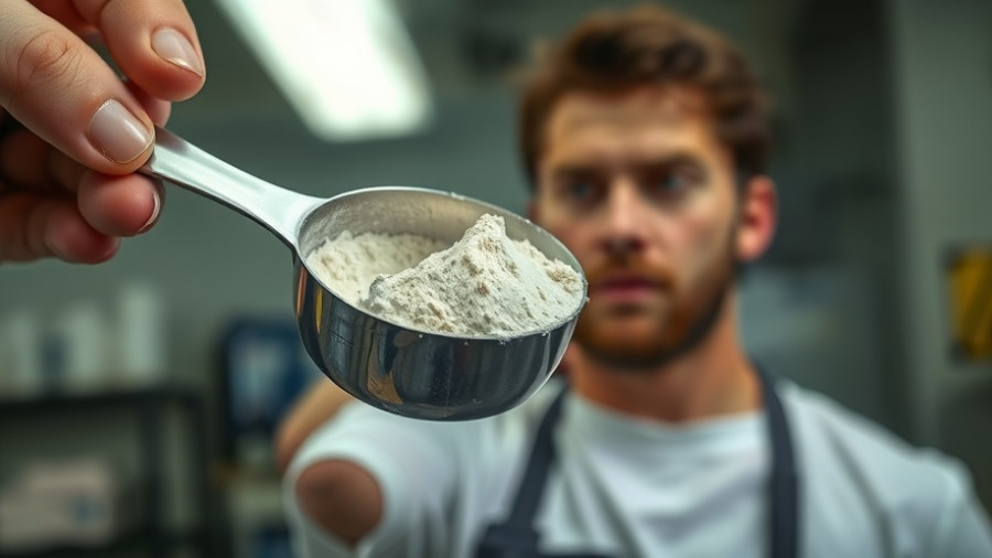 Lead contamination warning in protein powders, detailed scoop image.