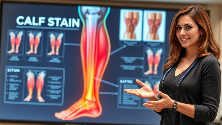 Medical illustration explaining strain vs sprain with presenter.