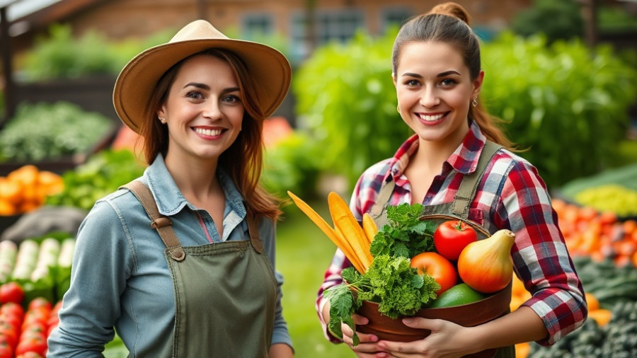 Sustainable living concept with female farmer on a vibrant farm.