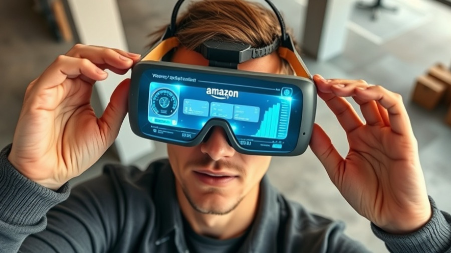 Trying augmented reality Amazon delivery glasses indoors.
