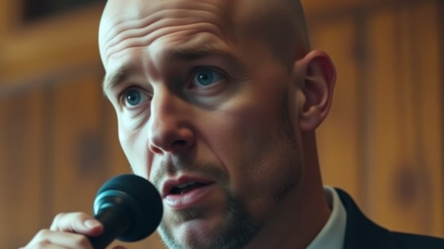 Bald man giving AI recommendations in front of a wooden panel.