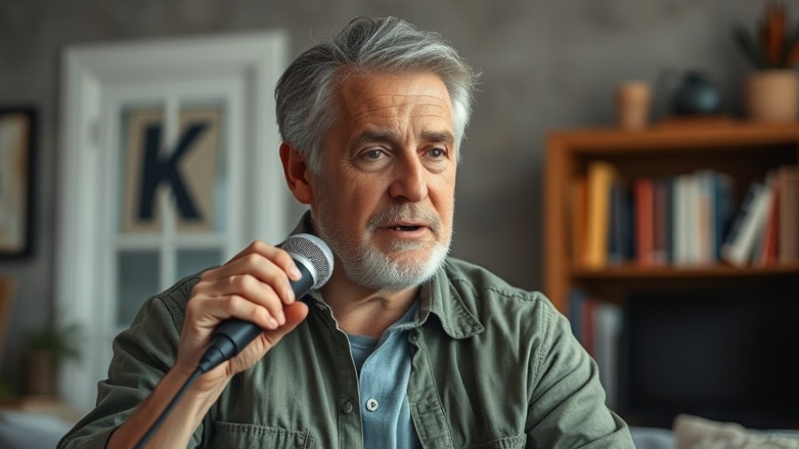 Middle-aged man discussing how to use AI in a casual home setting.