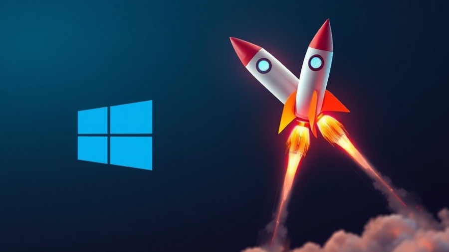 Stylized rocket with Windows 11 logo for Ultimate Performance Power Plan