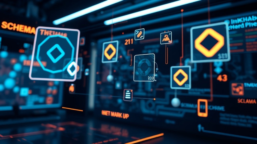 Futuristic interface showcasing schema markup concept in a tech environment.