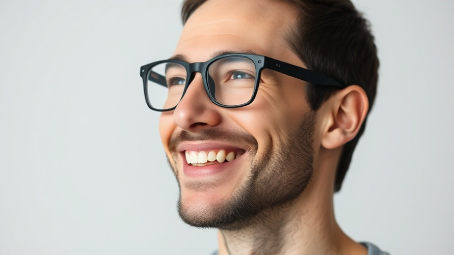 Healthy Food concept with a smiling man looking to the side.