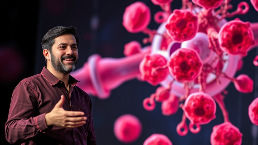 Speaker discussing drinks that promote stem cell growth, engaging presentation.