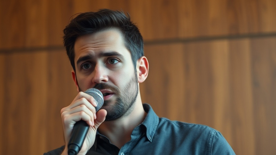 Passionate speaker discussing SEO marketing concepts.