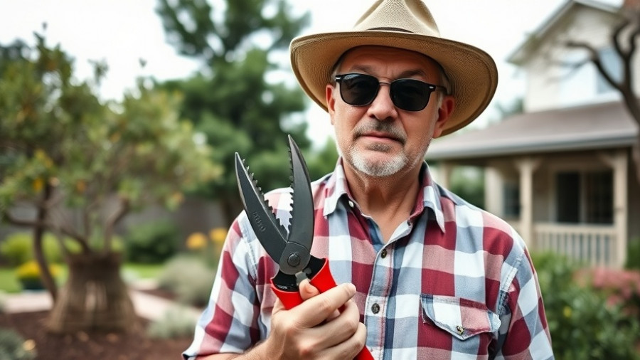 Man holding pruners in a garden, discussing best pruners for gardening.