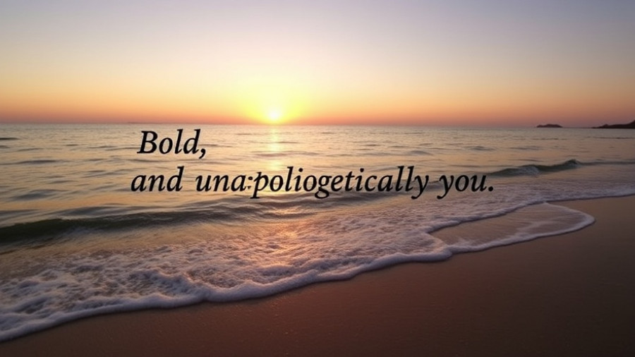 Serene ocean sunset with inspirational text reflecting holistic living.