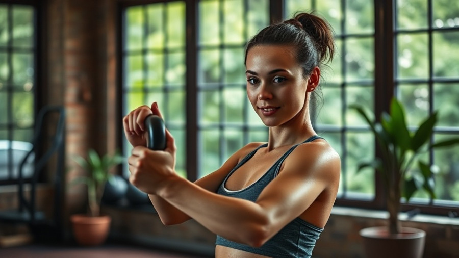 Woman lifting kettlebell in cozy room, showcasing affordable workout set for fall.