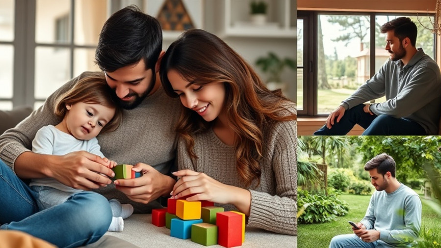 Parenting preparation tips collage: nurturing, play, contemplation.