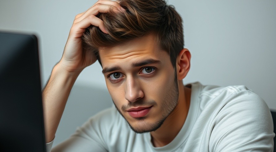 Young man frustrated at computer, facing common challenges of modern work.