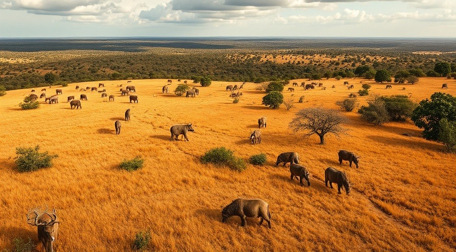 Realistic photo of the Cerrado biome, a vast tropical savanna in Brazil.