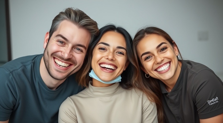 Happy dental family smiles after successful treatments.