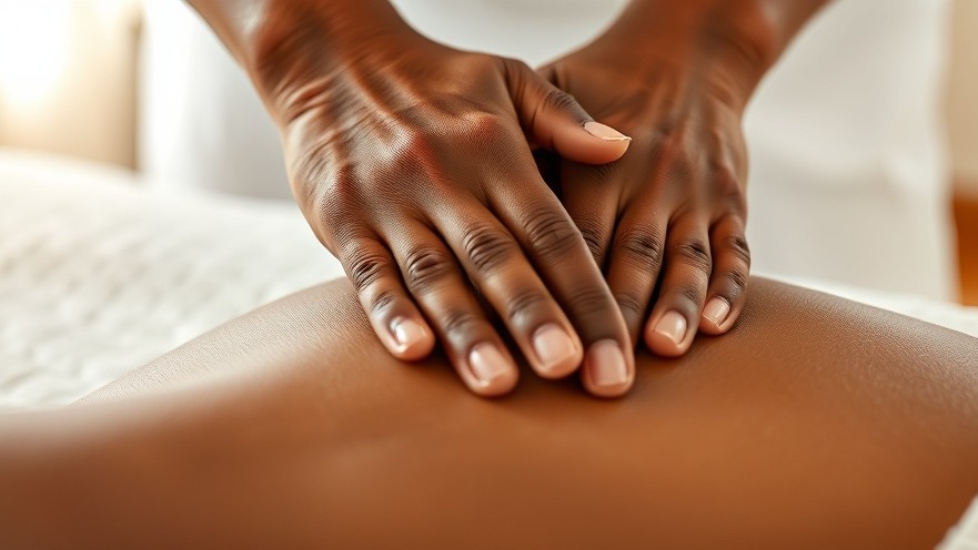 Realistic photo of brown Afro American hands giving a soothing massage.