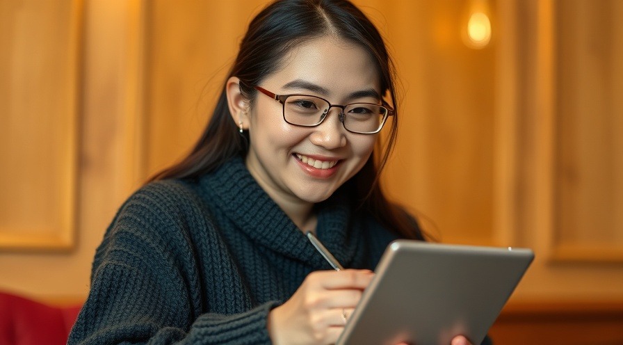 Young woman crafting personalized email content with automated product recommendations.