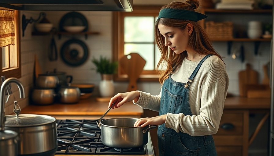 Healthy eating when busy: Woman cooking in a cozy kitchen