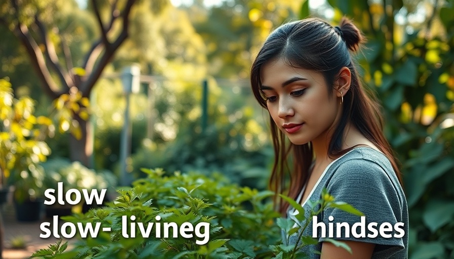 Holistic Living: Woman embracing slow living in a garden.