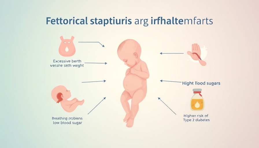 Infographic of gestational diabetes symptoms in infants, PTSD and Gestational Diabetes effects.
