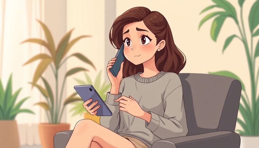 Illustrated woman holding phone contemplating HIV testing for women.