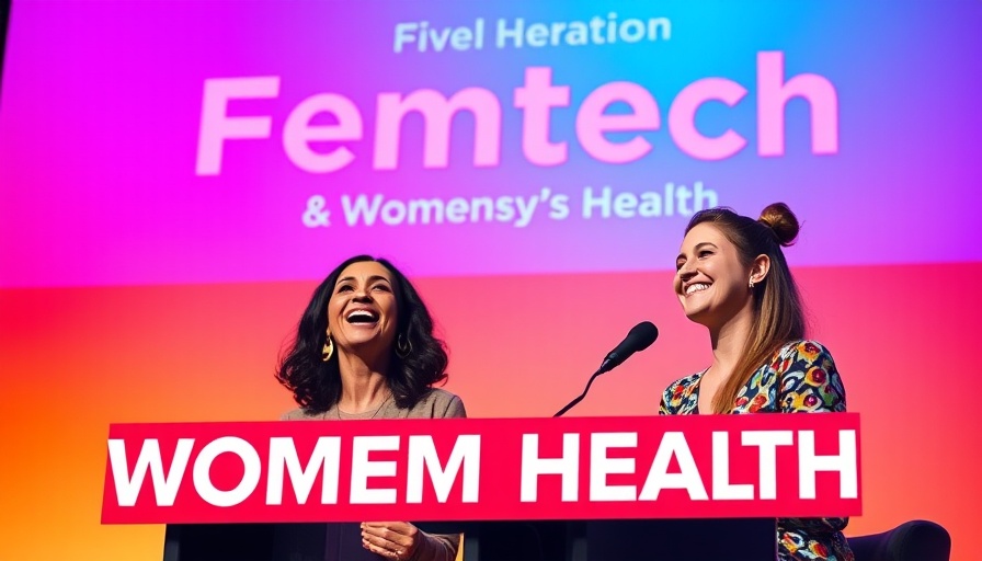 Femtech innovations discussion poster featuring two speakers.