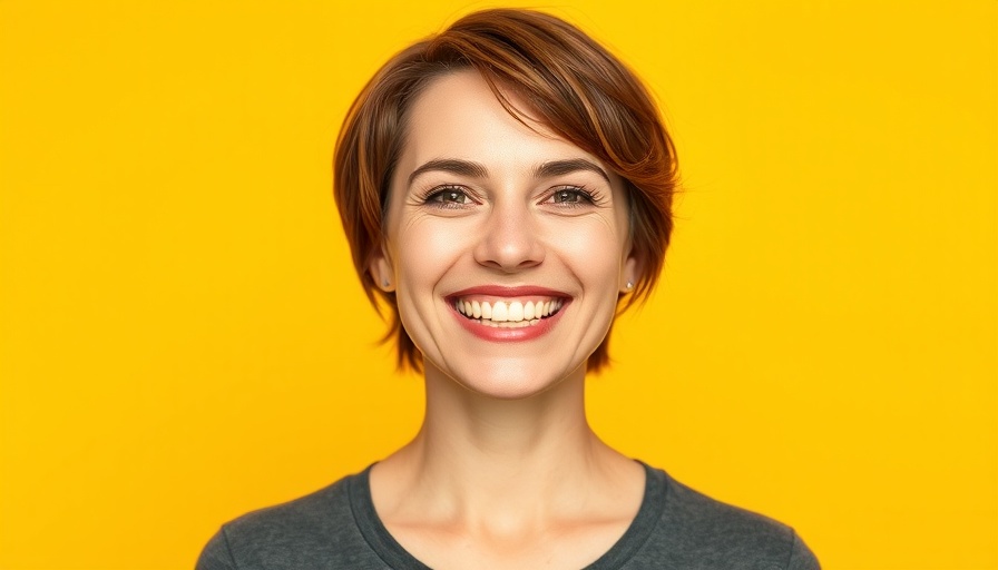 Pause, Notice, and Choose: smiling woman portrait with text overlay.
