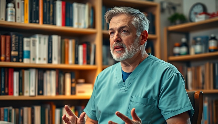 Middle-aged man discusses OTC medication for pets in a study setting.